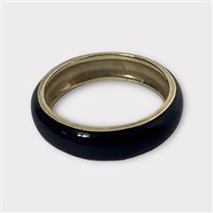 Hidalgo Black Enamel Gold Ring 18K Yellow Gold 3.5dwt Size:6